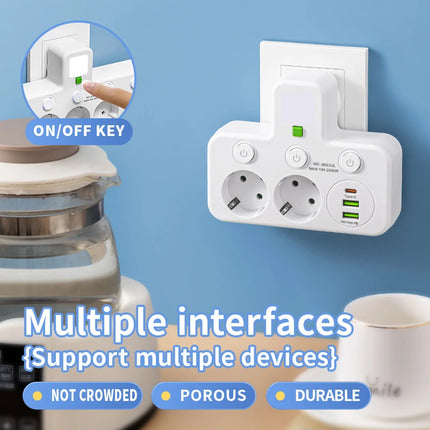 AXUS Store 4-Socket Power Strip with 2 USB & 1 Type-C Ports, 2500W