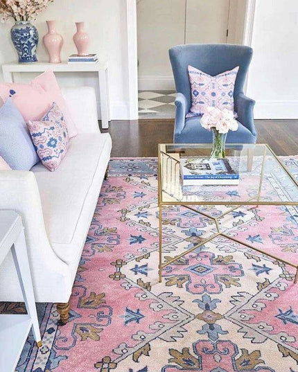 Elegant Vintage Pink French-Inspired Large Area Rugs for a Luxurious Home