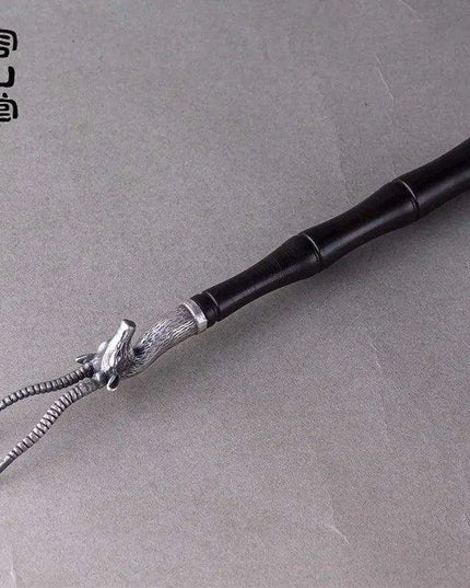 Elegant Japanese Copper Teapot Set with Silver Fork and Iron Stand