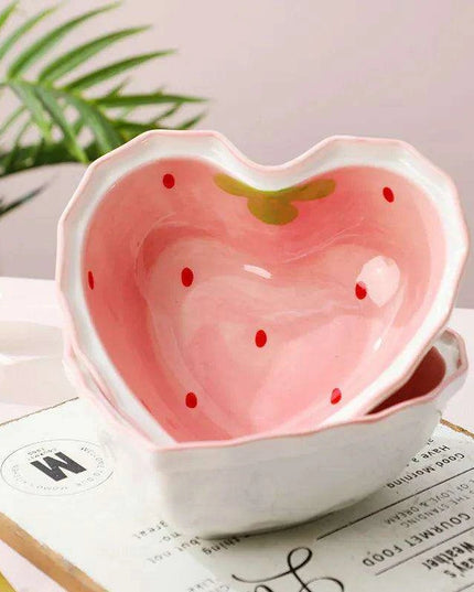 Charming Strawberry Bliss Ceramic Noodle Bowl Collection