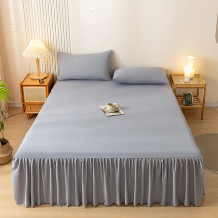 Soft Bed Skirt with Reactive Print - Breathable Mattress Cover, 12 Colors