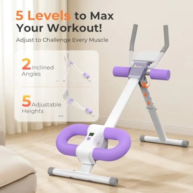 Foldable Adjustable Ab Trainer with LCD Monitor, Knee Protection & Device Holder | Très Elite