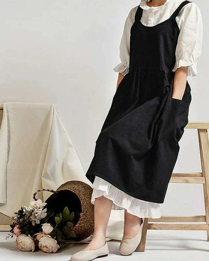 Chic Ruffled Cotton-Linen Apron for Women - Ideal for Cooking and Floral Creativity