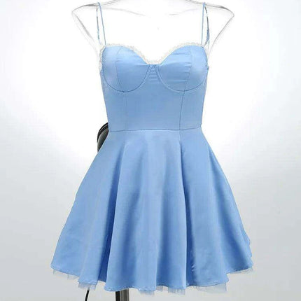 Chic Backless Spaghetti Strap A-line Mini Dress for Women