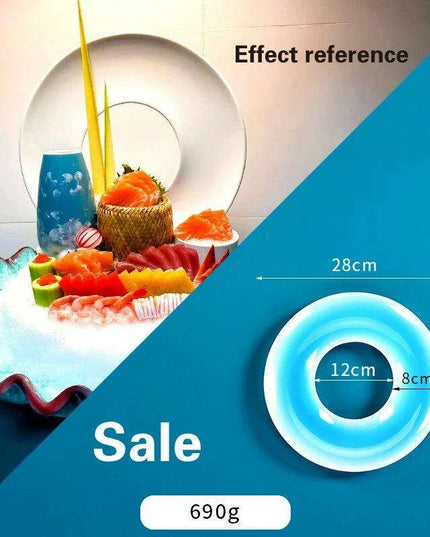 Japanese Elegance Circular Serving Tray - Sophisticated Sushi Display for Luxurious Dining