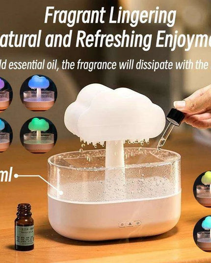 Aromatherapy Rain Cloud Humidifier with LED Night Light and Calming Raindrop Sounds