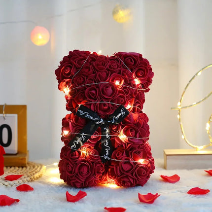 25CM Artificial Teddy Rose Flower Bear with Box Romantic Valentines Day Gift Girlfriend Women Anniversary Wedding Party Supplies 25cm-artificial-teddy-rose-flower-bear-with-box-romantic-valentines-day-gift-girlfriend-women-anniversary-wedding-party-supplies
