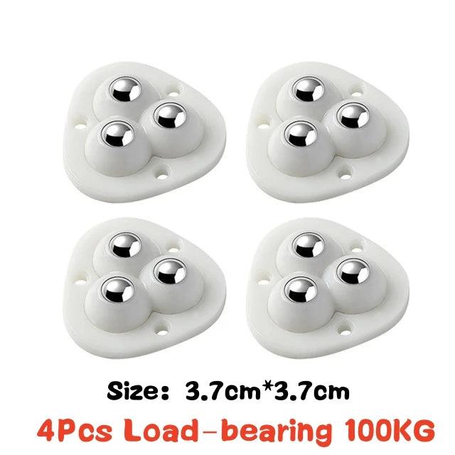 4-Pack Premium Heavy Duty Stainless Steel Furniture Casters with 360° Mobility and Easy Peel-and-Stick Installation (Load Capacity: 20/200Kg)