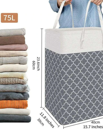 Oversized Waterproof Laundry Basket with 75L Capacity and Ergonomic Handles