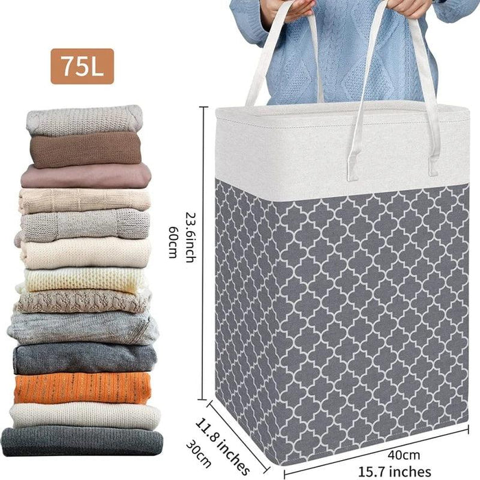 Oversized Waterproof Laundry Basket with 75L Capacity and Ergonomic Handles