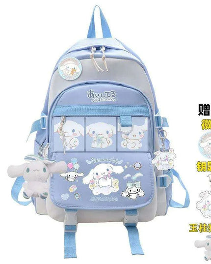 Charming Cinnamoroll Plush Backpack - Stylish and Spacious Kids' School Bag in Black and Blue Sanrio Theme