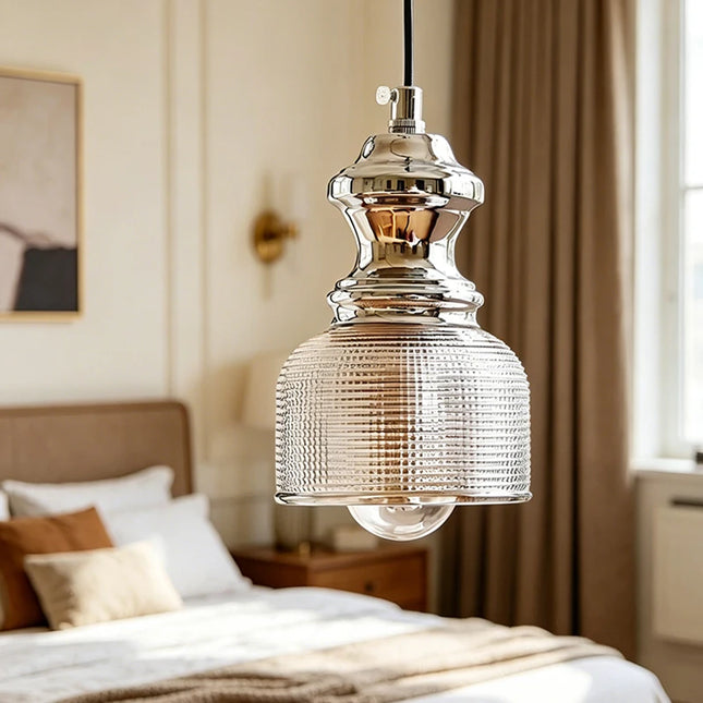 LED Glass Pendant Chandelier — Dimmable, Smoky Gray & Clear Glass