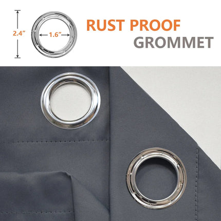 Solid-Colour Outdoor Patio Curtains with Top & Bottom Grommets