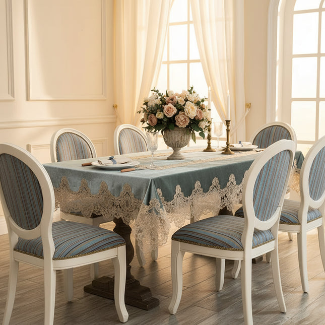 Luxury Lace Velvet Tablecloth — European Dining & Coffee Table Cover, 6 Sizes