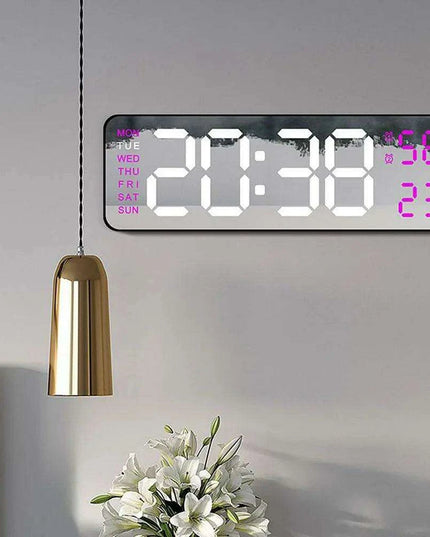 Sleek Digital LED Alarm Clock with Weather Display - Adjustable Brightness, Dual Alarms, and Wall-Mountable Design