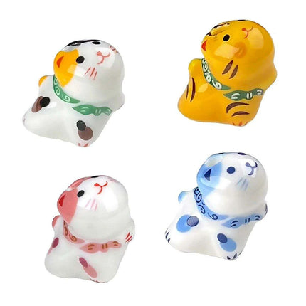 Charming Anime-Inspired Lucky Cat Ceramic Beads for Creative Jewelry Projects - 15x21mm Porcelain Essentials with Vertical Hole