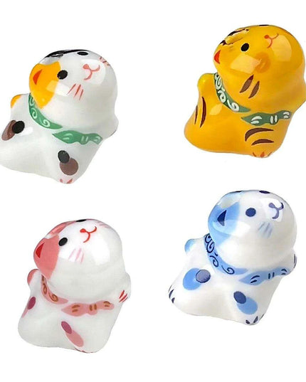 Charming Anime-Inspired Lucky Cat Ceramic Beads for Creative Jewelry Projects - 15x21mm Porcelain Essentials with Vertical Hole