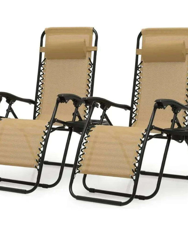 Luxury Outdoor Recliner with Cup Holder and Neck Support