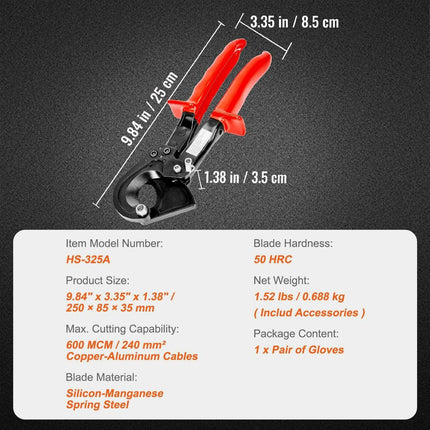 Heavy-Duty Ratcheting Cable Cutter - Precision Cutting Tool for Industry Professionals