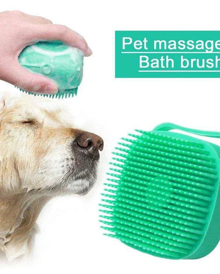 Silicone Pet Grooming Brush with Shampoo Dispenser - 2.7oz Capacity for Easy Bathing