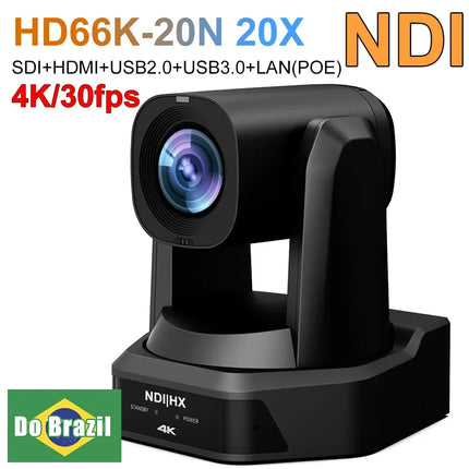 4K PTZ Camera with AI Auto Tracking — 12X/20X Optical Zoom, NDI, PoE, HDMI/SDI/USB/IP Live Streaming