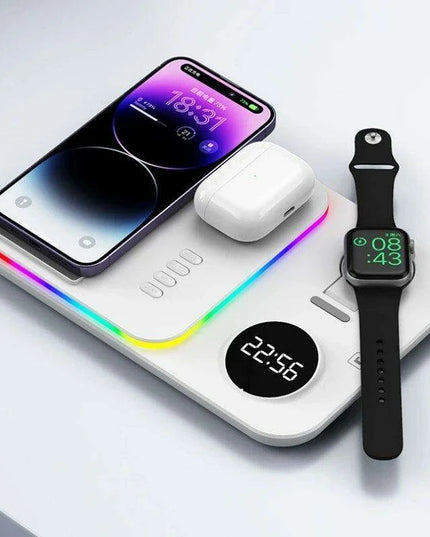 5-in-1 Fast Charging Wireless Dock with RGB LED for Apple Watch, AirPods, iPhone, Galaxy Watch, and Samsung Devices