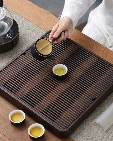 Bamboo Serving Tray for Tea and Coffee - 25cm Portable Wooden Tray