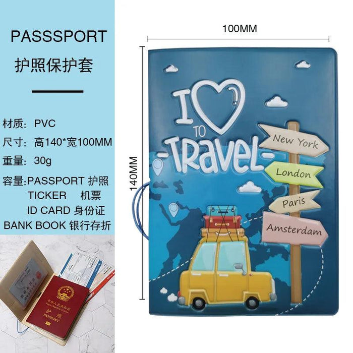 Chic 3D Printed Passport Holder with Card Slots and Faux Leather Texture