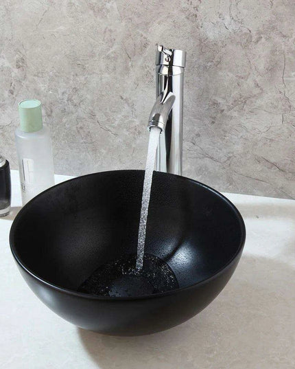 Artisan Hand-Painted Tempered Glass Sink Ensemble with Modern Chrome Faucet