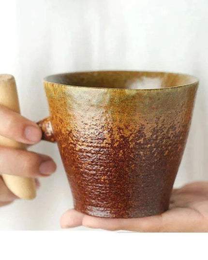 Nordic Charm Ceramic Coffee Mug with Hanging Ear and Gilt Couple Design