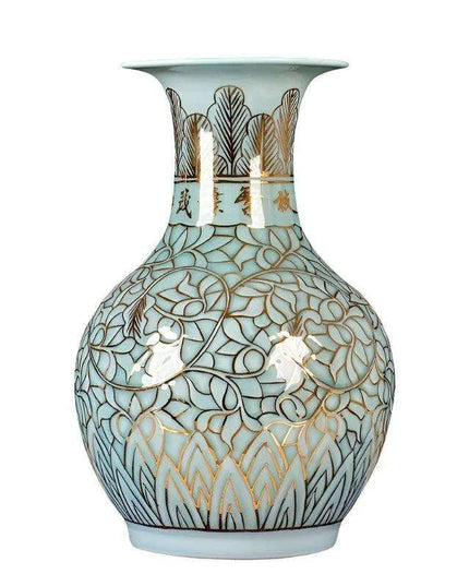 Artisanal Glaze Gold Ceramic Vase