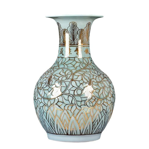 Artisanal Shadow Glaze Gold Ceramic Vase
