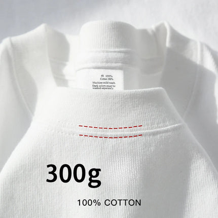 300g Heavyweight Cotton T-Shirt — Unisex, Loose Fit, Round Neck