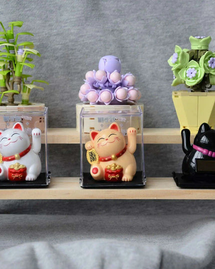 Solar-Powered Waving Lucky Cat - Eco-Friendly Home and Office Decor