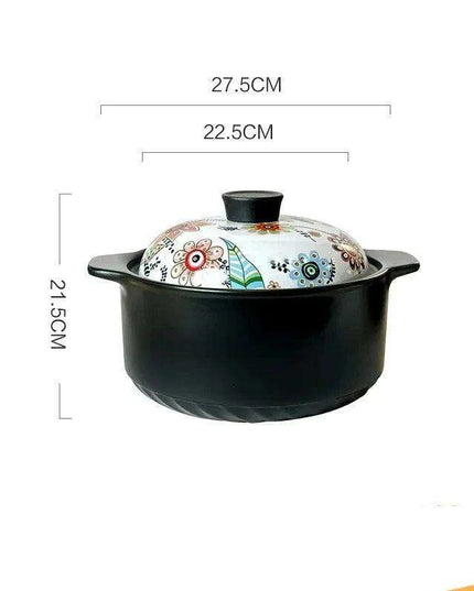 Artisan Japanese Ceramic Stew Pot with Artistic Design and Ample Capacity