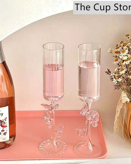 Charming 3D Butterfly Wine Goblet - Exquisite Transparent Glass for Luxurious Home Decor