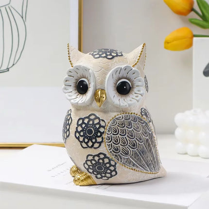 Whimsical Owl Sculpture — Resin Home Decor Accent
