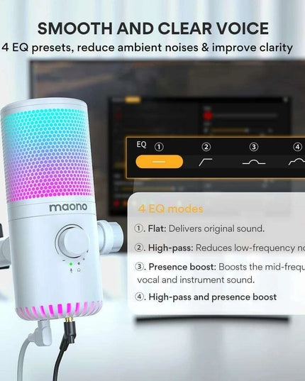 Dynamic RGB Gaming Microphone with Adjustable Sound Control for Enhanced Audio Experience