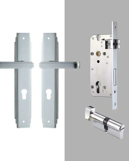 Luxurious PVD Gold and Chrome Double Lever Door Handle Set for Bedrooms and Bathrooms