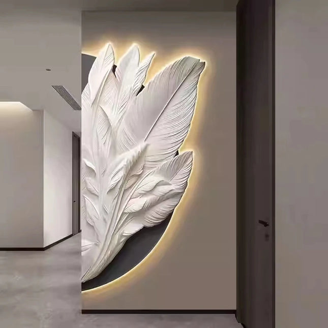 Modern Feather LED Wall Lamp – Mural Sconce for Living Room & Hallway