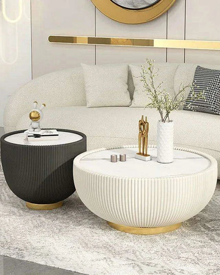 Stylish Scandinavian Round Coffee Table - Contemporary Minimalist Design for Sophisticated Interiors