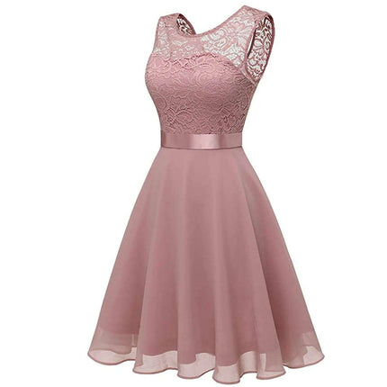Chic Sleeveless Pink Lace Gown for Bridesmaids and Wedding Guests - Perfect for 2024 Celebrations