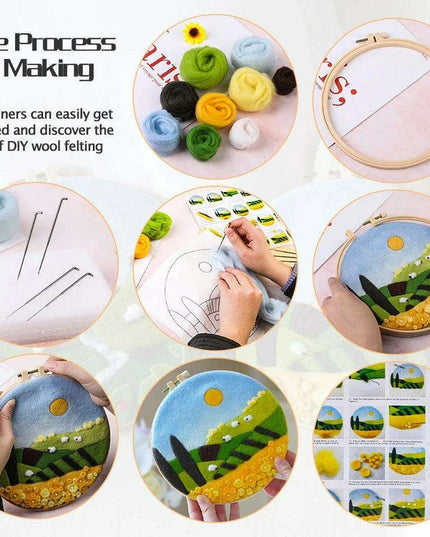 Wool Artistry Felting Kit with Embroidery Frame for Unique Creations