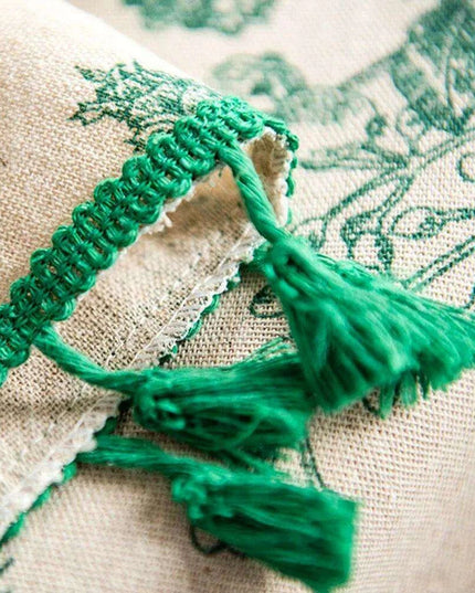 Chic Botanical Cotton Linen Round Tablecloth