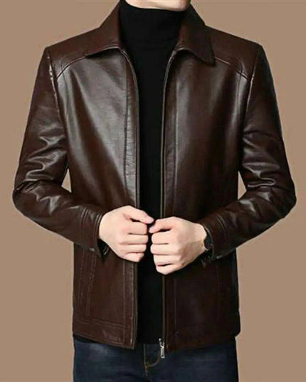 Men's Stylish Faux Leather Biker Jacket - Warm and Windproof Outerwear