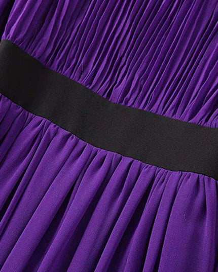 Evening Dress with Lantern Sleeves and Stand Collar for Women