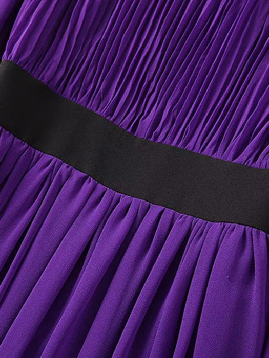 Evening Dress with Lantern Sleeves and Stand Collar for Women