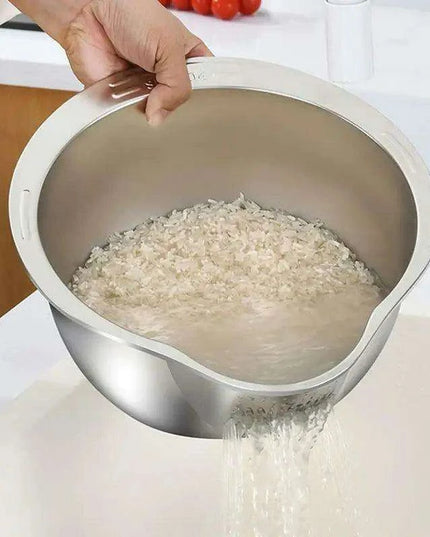 Extra-Large Stainless Steel Colander with Innovative Slanted Design for Effortless Washing