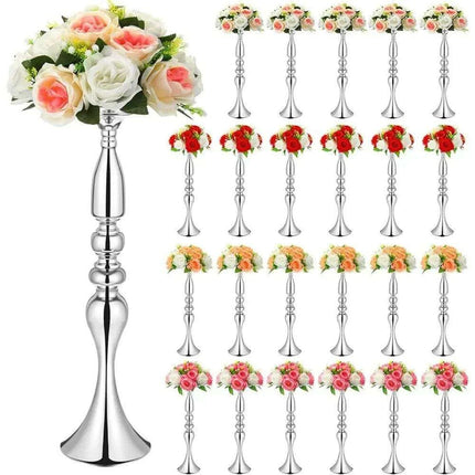 Luxurious 24-Piece Gold Metal Vase Stands - 20 Inches Tall for Exquisite Decoration