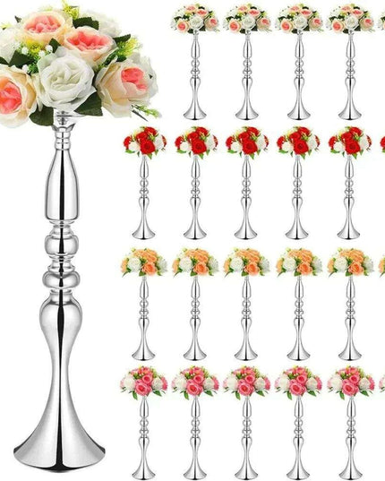 Luxurious 24-Piece Gold Metal Vase Stands - 20 Inches Tall for Exquisite Decoration